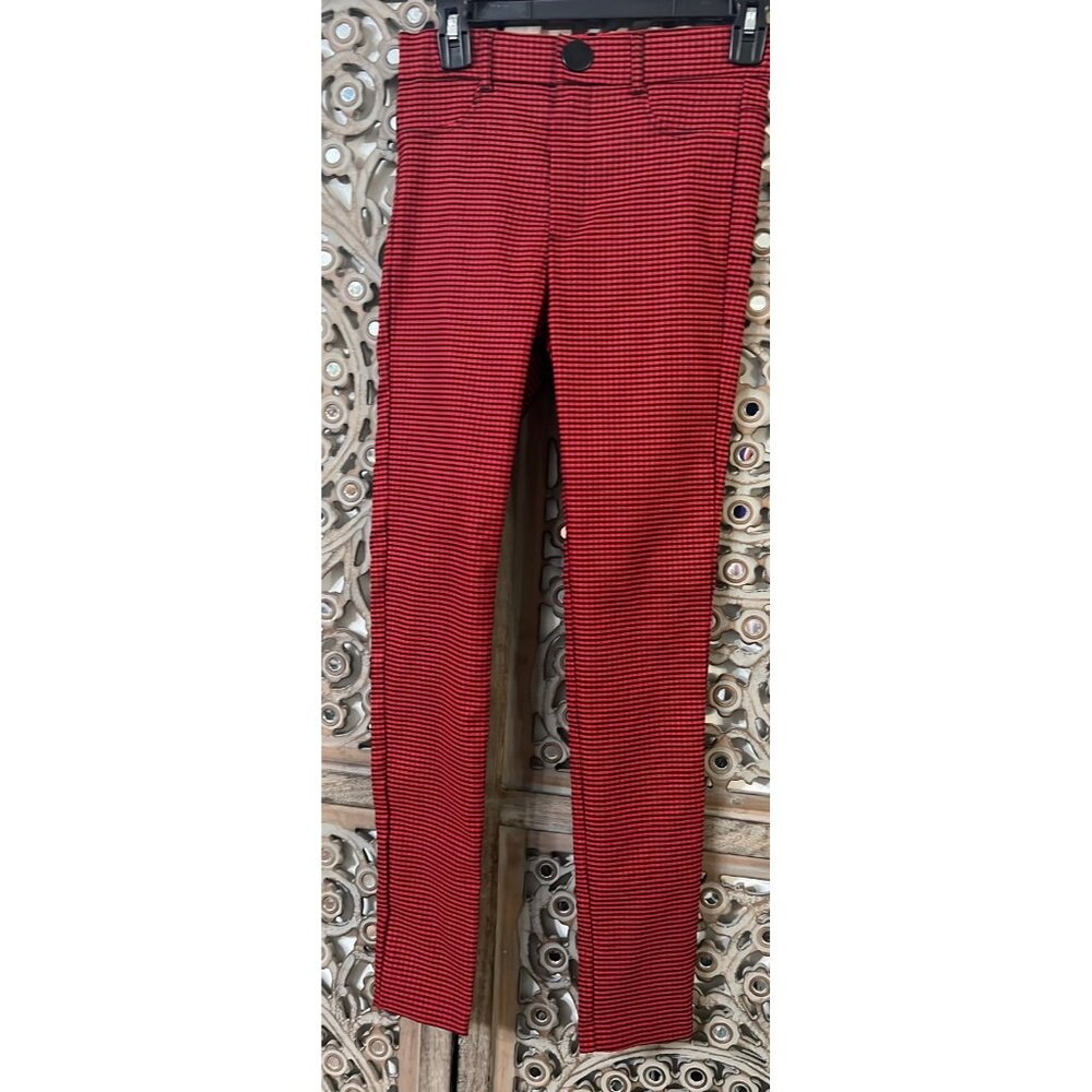Zara checkered pants red black size small 26 retro y2k
